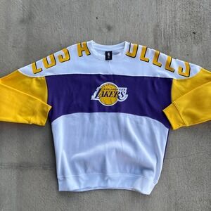 Los Angeles Lakers NBA Mens Crewneck Sweatshirt Size‎ L Purple White Yellow NWOT